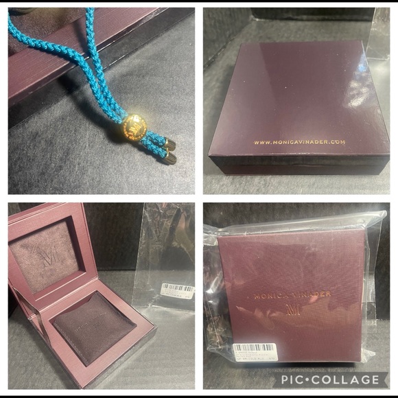 BNIB MONICA VINADER FRIENDSHIP BRACELET YELLOW GOLD PLATED BLUE STRAP PRICE FIRM - Picture 8 of 10